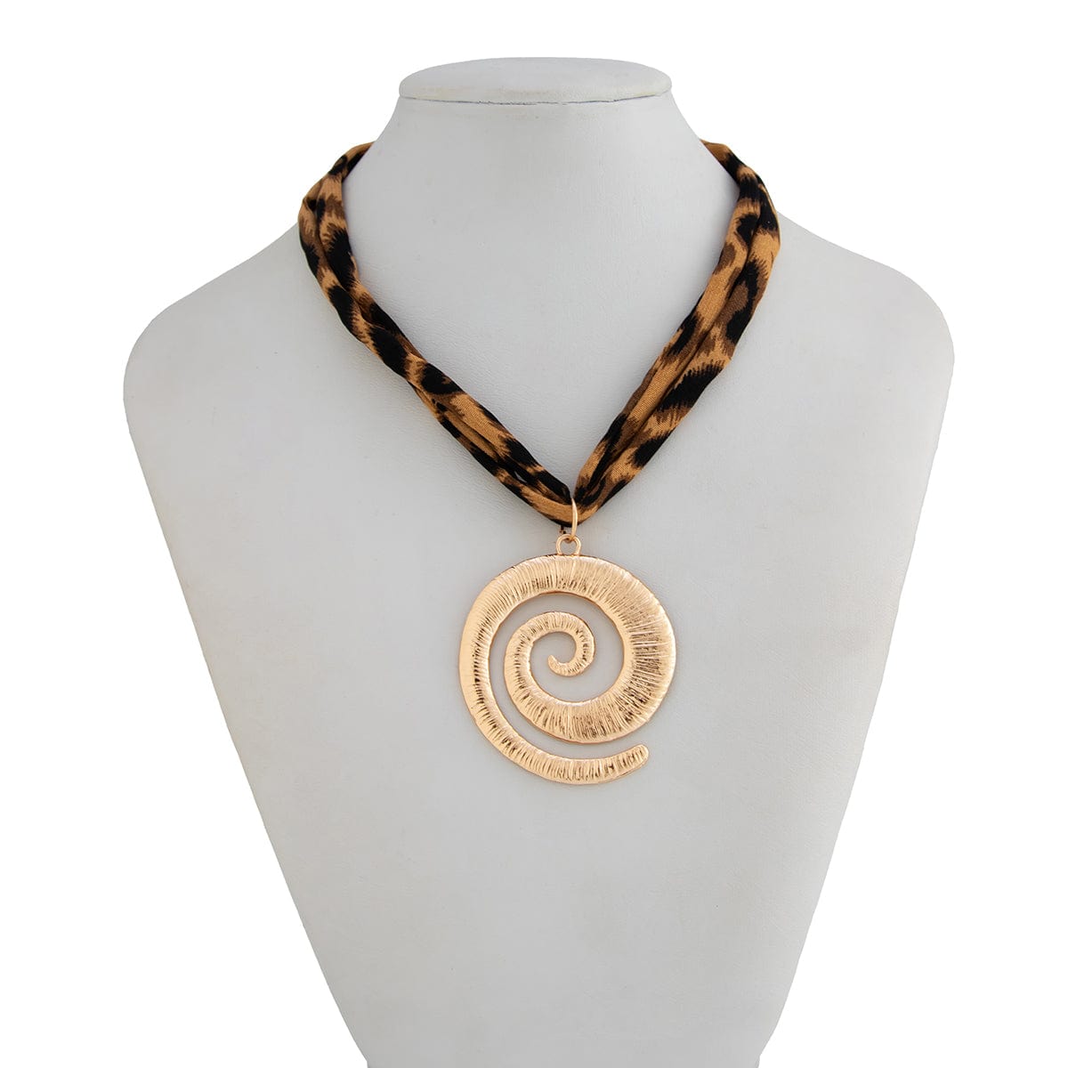 Retro Spiral Pendant Leopard Choker Necklace