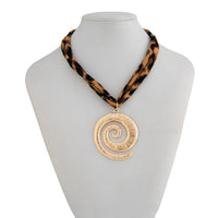 Thumbnail for Retro Spiral Pendant Leopard Choker Necklace