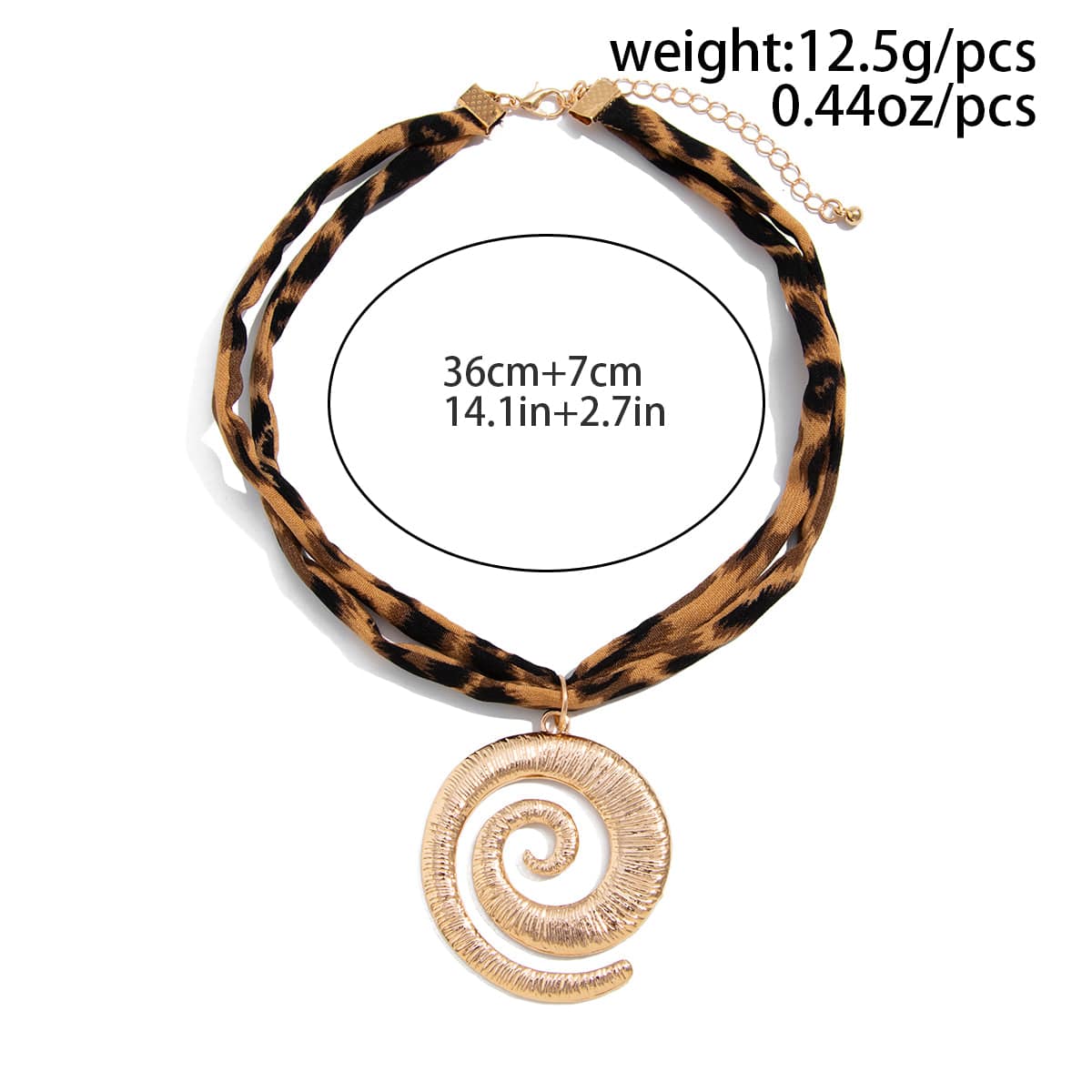 Retro Spiral Pendant Leopard Choker Necklace