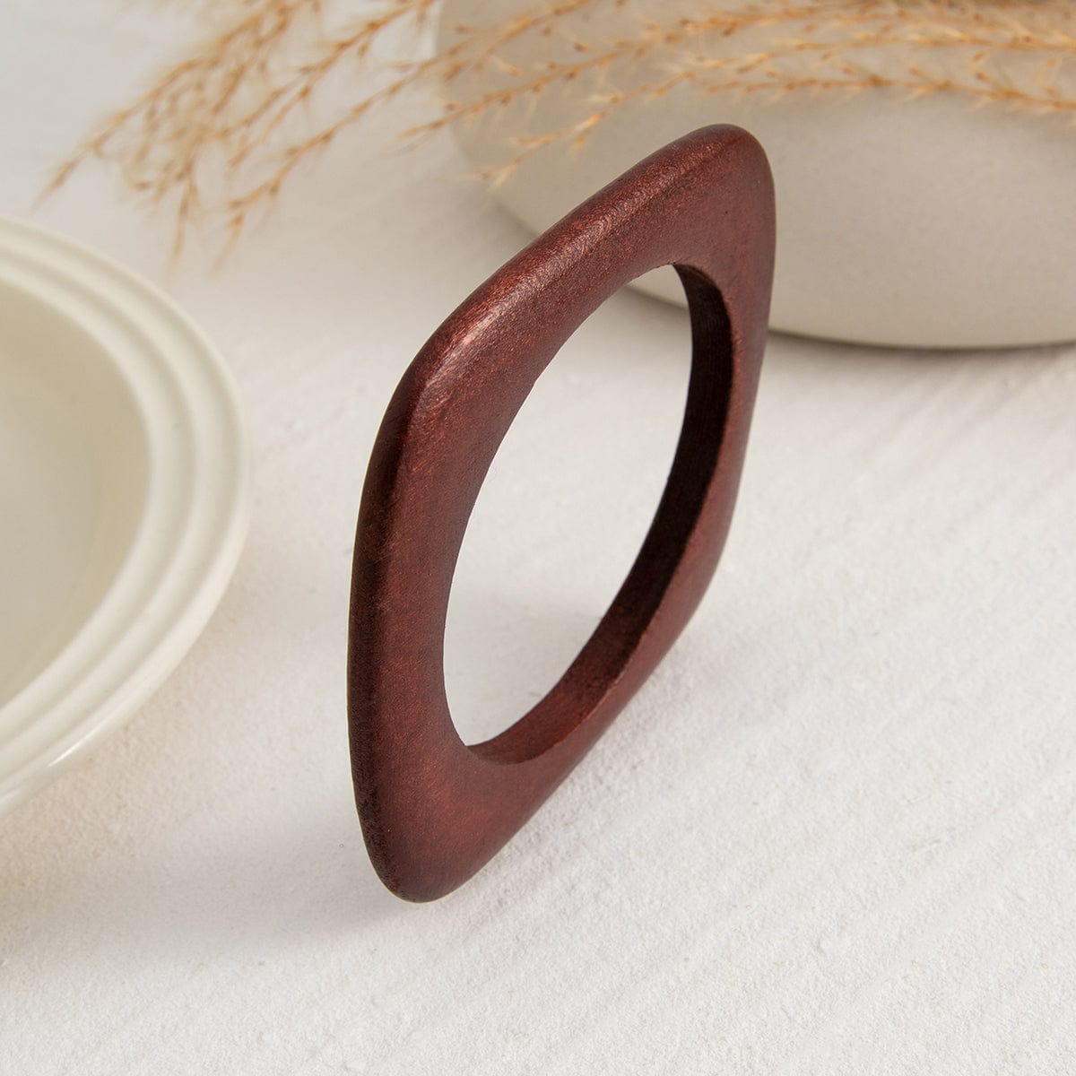 Retro Square Wood Bangle Bracelet