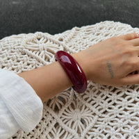 Thumbnail for Retro Wine Red Irregular Bangle Bracelet Ring Set - ArtGalleryZen