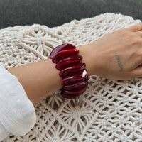 Thumbnail for Retro Wine Red Irregular Bangle Bracelet Ring Set - ArtGalleryZen