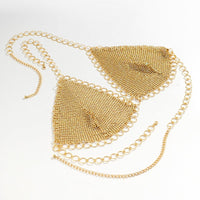 Thumbnail for Crystal Body Chain Bra with Rhinestone Inlay ? 18k Gold Silver Plated - ArtGalleryZen