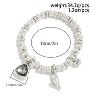 Thumbnail for Rhinestone Love Heart Pendant Beaded Chain Bracelet Gift - ArtGalleryZen