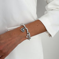 Thumbnail for Rhinestone Love Heart Pendant Beaded Chain Bracelet Gift - ArtGalleryZen