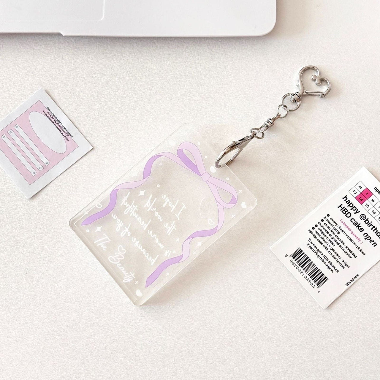 Ribbon Bowknot Kpop Keychain Acrylic Photocard Holder - ArtGalleryZen