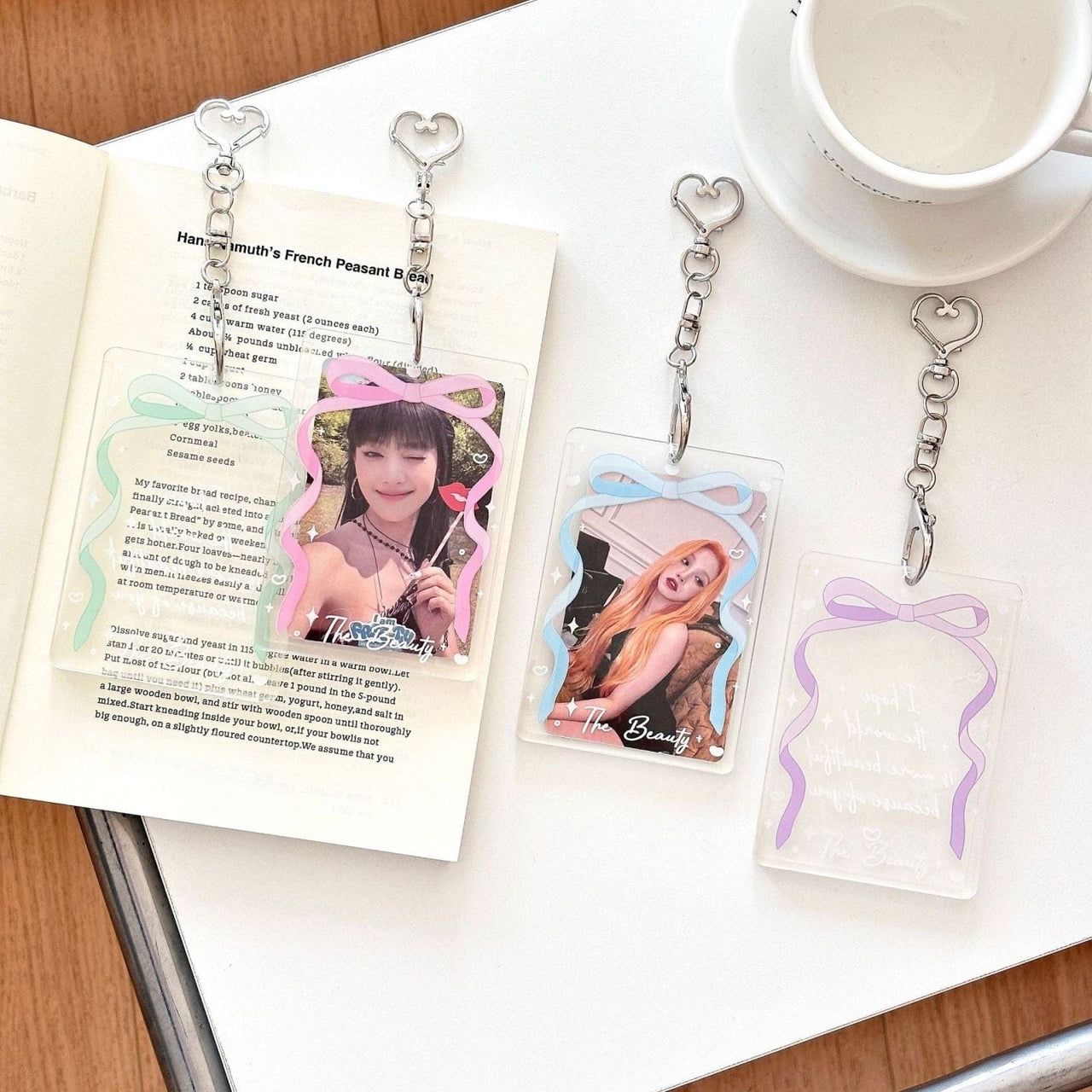 Ribbon Bowknot Kpop Keychain Acrylic Photocard Holder - ArtGalleryZen