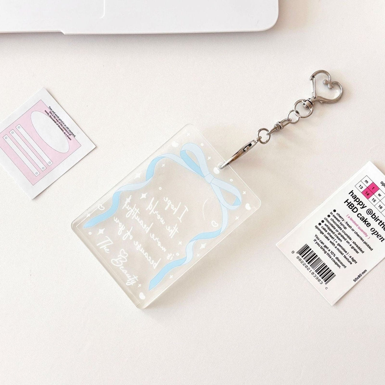 Ribbon Bowknot Kpop Keychain Acrylic Photocard Holder - ArtGalleryZen