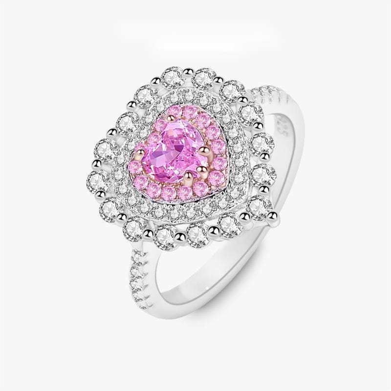 S925 Sterling Silver Diamond Heart Ring - ArtGalleryZen