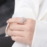 Thumbnail for S925 Sterling Silver Diamond Heart Ring - ArtGalleryZen