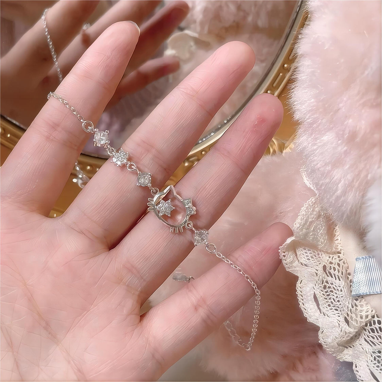Sanrio CZ Inlaid Crystal Hello Kitty Bracelet - Purple