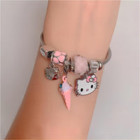 Thumbnail for Sanrio CZ Inlaid Stainless Steel Hello Kitty Bangle Bracelet - ArtGalleryZen