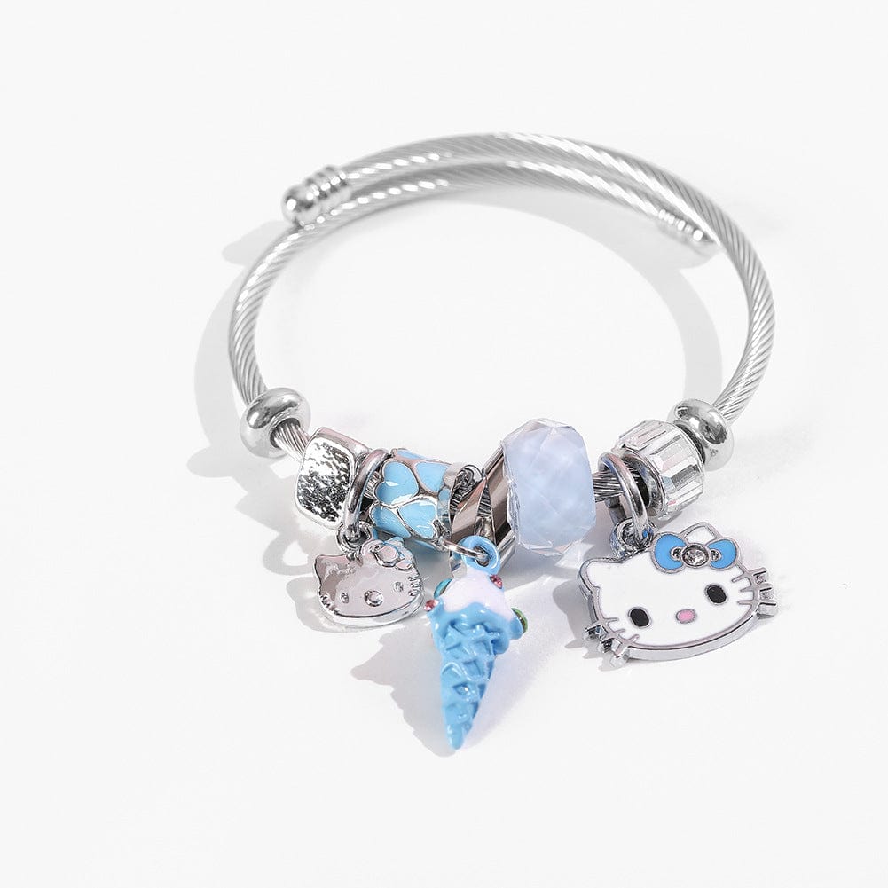 Sanrio CZ Inlaid Stainless Steel Hello Kitty Bangle Bracelet - ArtGalleryZen
