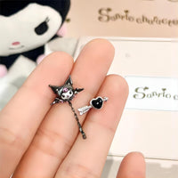 Thumbnail for Sanrio Enamel Arrow Heart Devil Kuromi Earrings - ArtGalleryZen