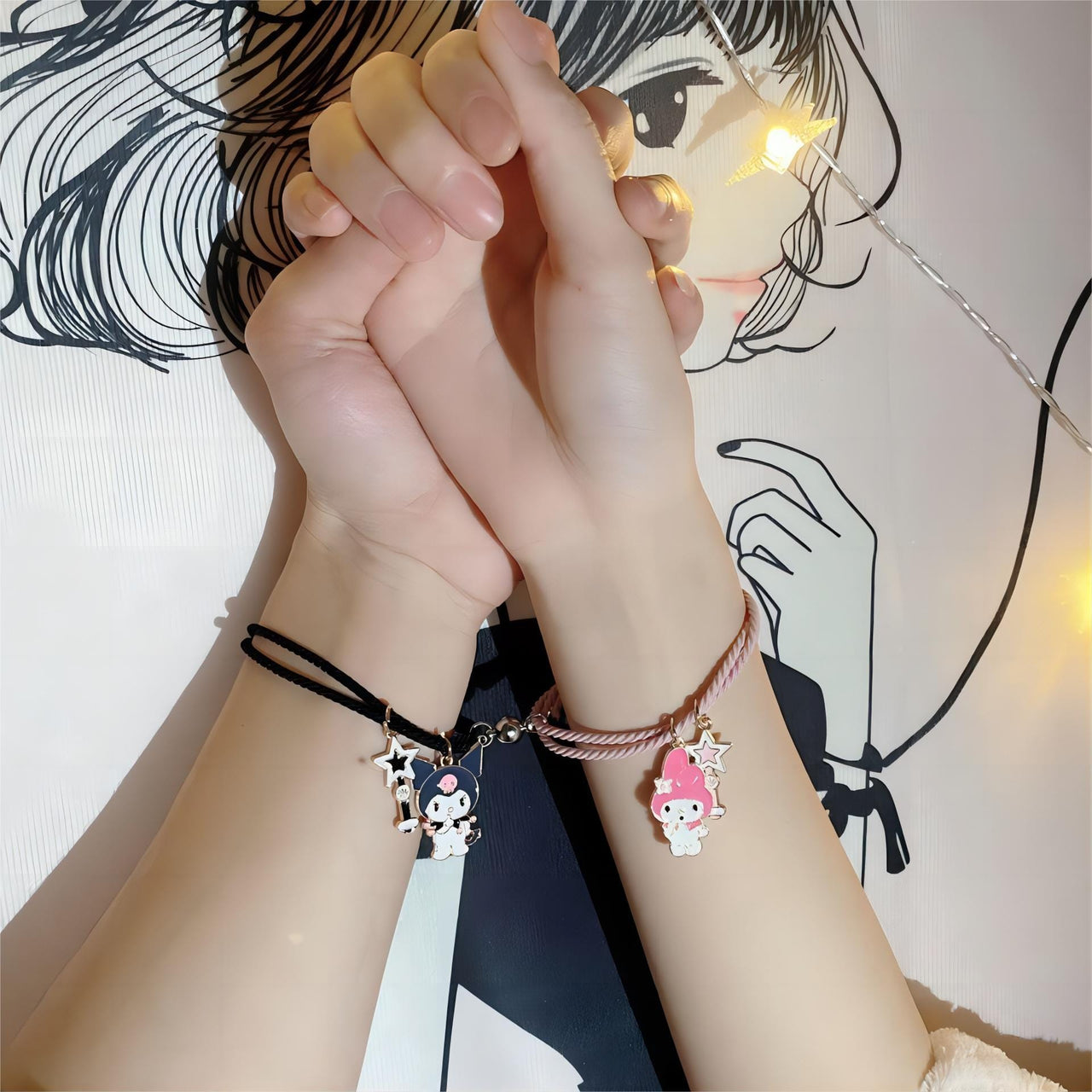 Sanrio Kuromi My Melody Magnetic Rope Chain Bracelet Set - ArtGalleryZen