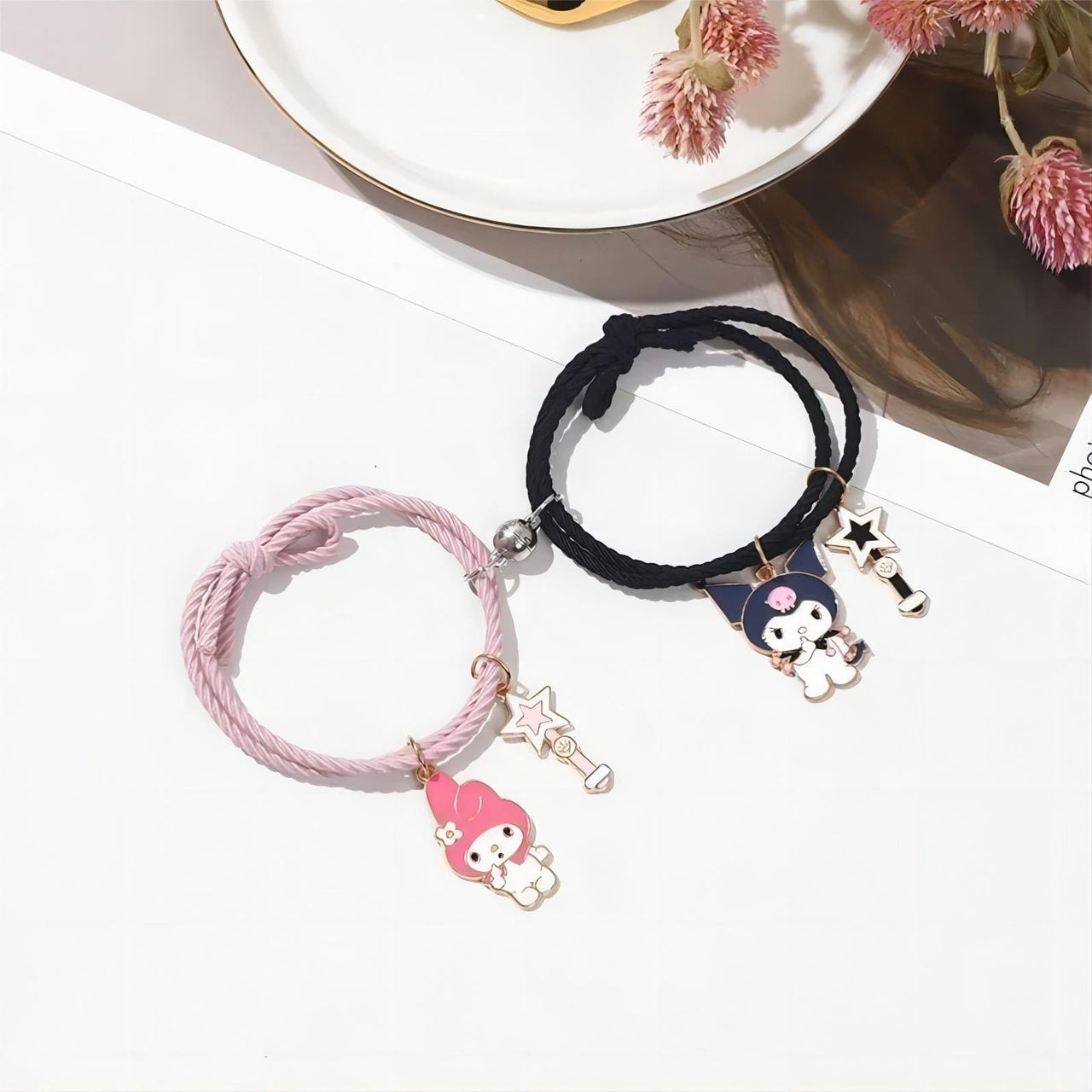 Sanrio Kuromi My Melody Magnetic Rope Chain Bracelet Set - ArtGalleryZen