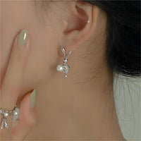 Thumbnail for Silver Moon Light Rabbit Pearl Earrings - ArtGalleryZen