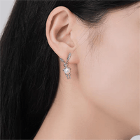 Thumbnail for Silver Moon Light Rabbit Pearl Earrings - ArtGalleryZen