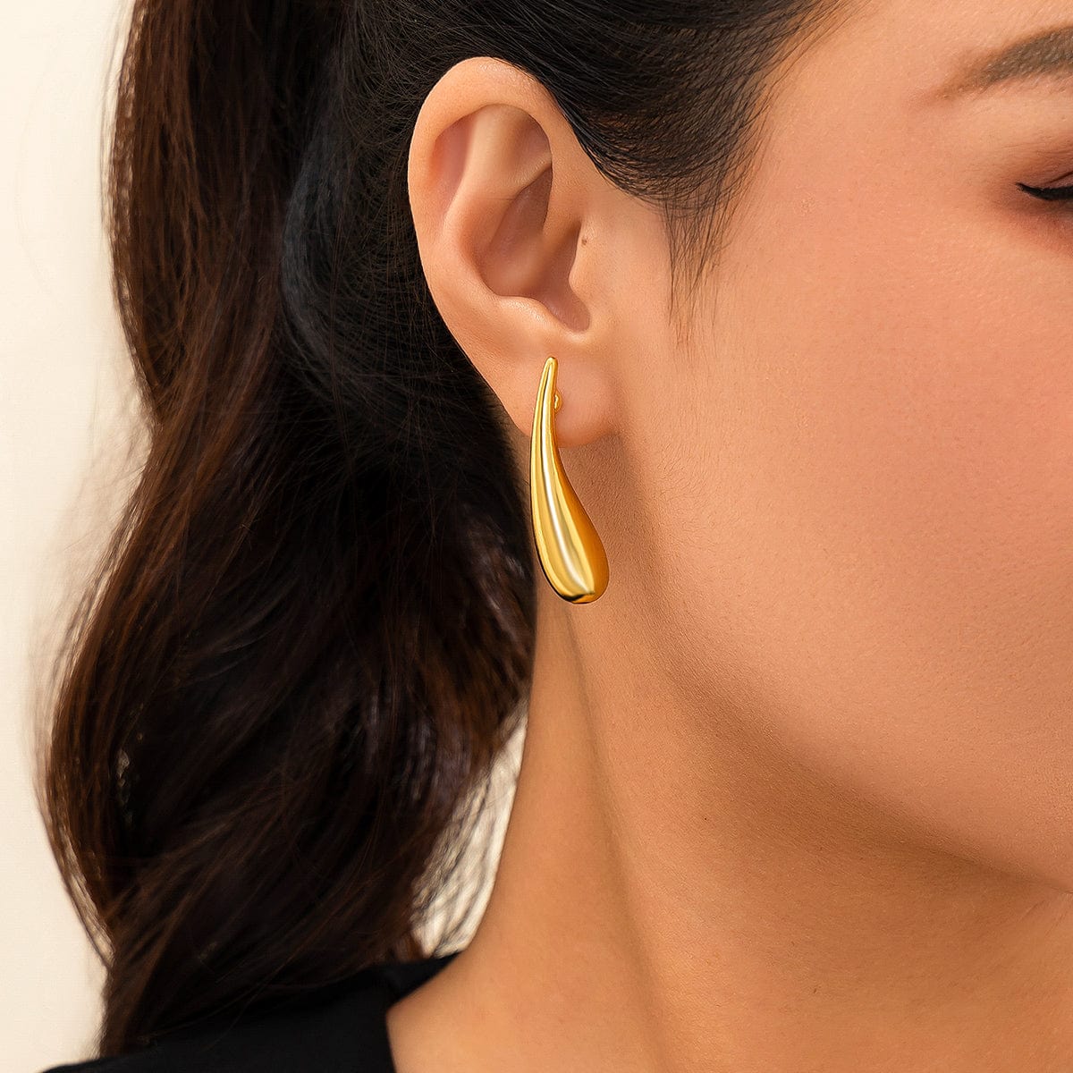 Minimalist Gold Silver Plated Glossy Waterdrop Earrings - ArtGalleryZen