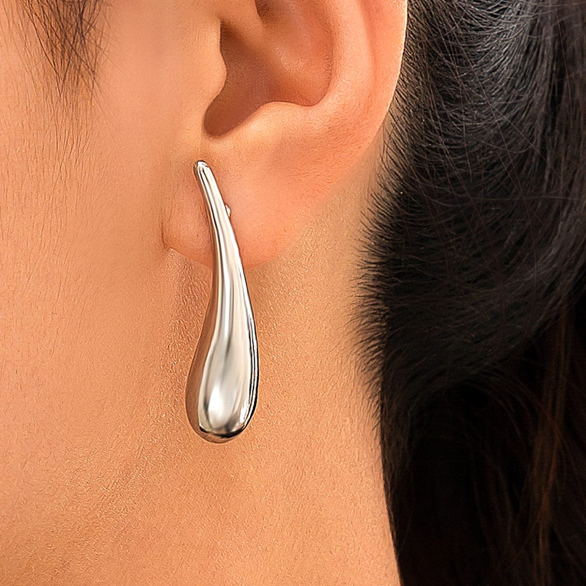 Minimalist Gold Silver Plated Glossy Waterdrop Earrings - ArtGalleryZen