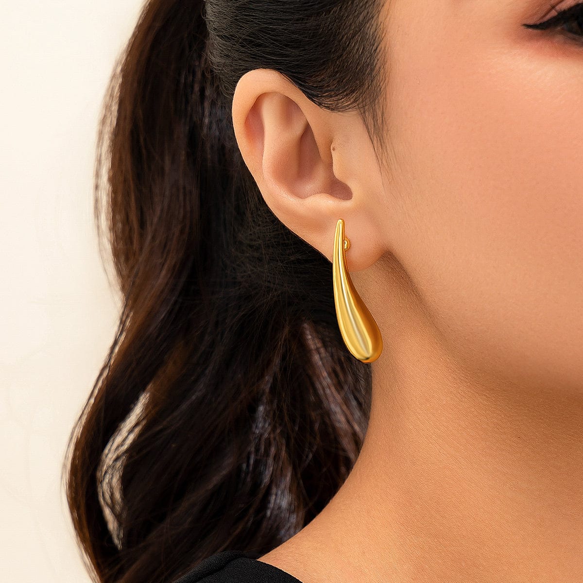 Minimalist Gold Silver Plated Glossy Waterdrop Earrings - ArtGalleryZen