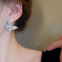 Thumbnail for Sparkling Chunky CZ Inlaid Butterfly Stud Earrings - ArtGalleryZen