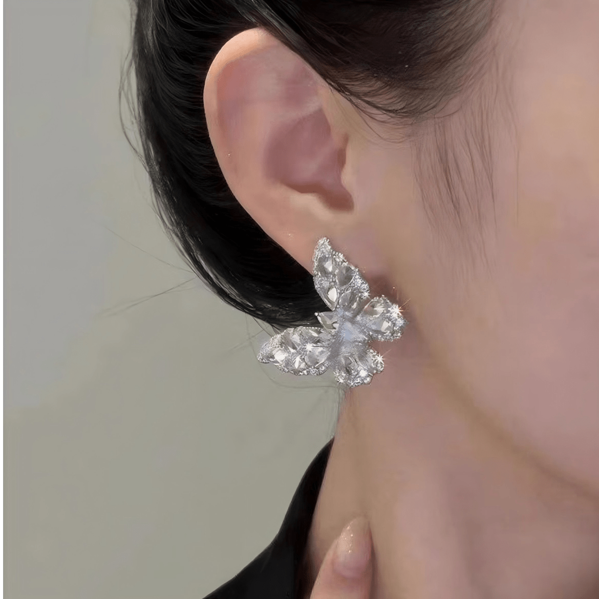 Sparkling Chunky CZ Inlaid Butterfly Stud Earrings - ArtGalleryZen