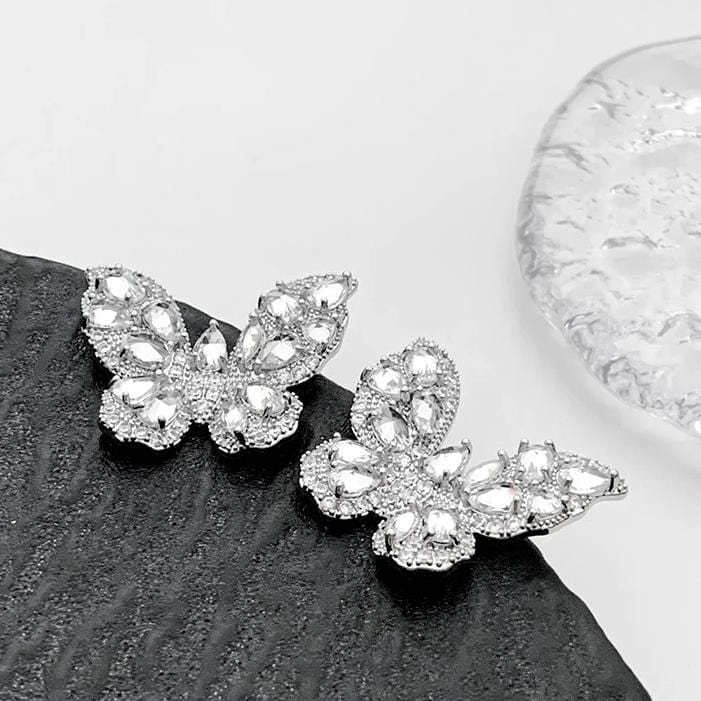 Sparkling Chunky CZ Inlaid Butterfly Stud Earrings