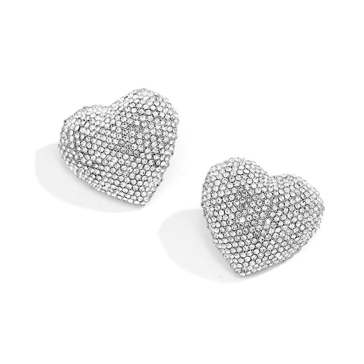 Sparkling Chunky Rhinestone Heart Earrings - ArtGalleryZen