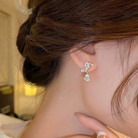 Thumbnail for Sparkling CZ Inlaid Butterfly Waterdrop Dangle Earrings - ArtGalleryZen