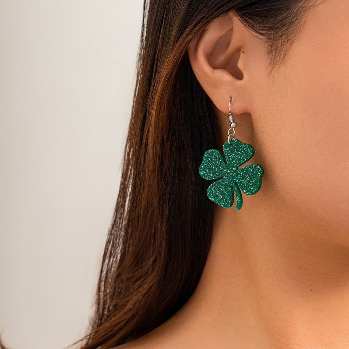 Sparkling Lucky Clover Dangle Earrings - ArtGalleryZen