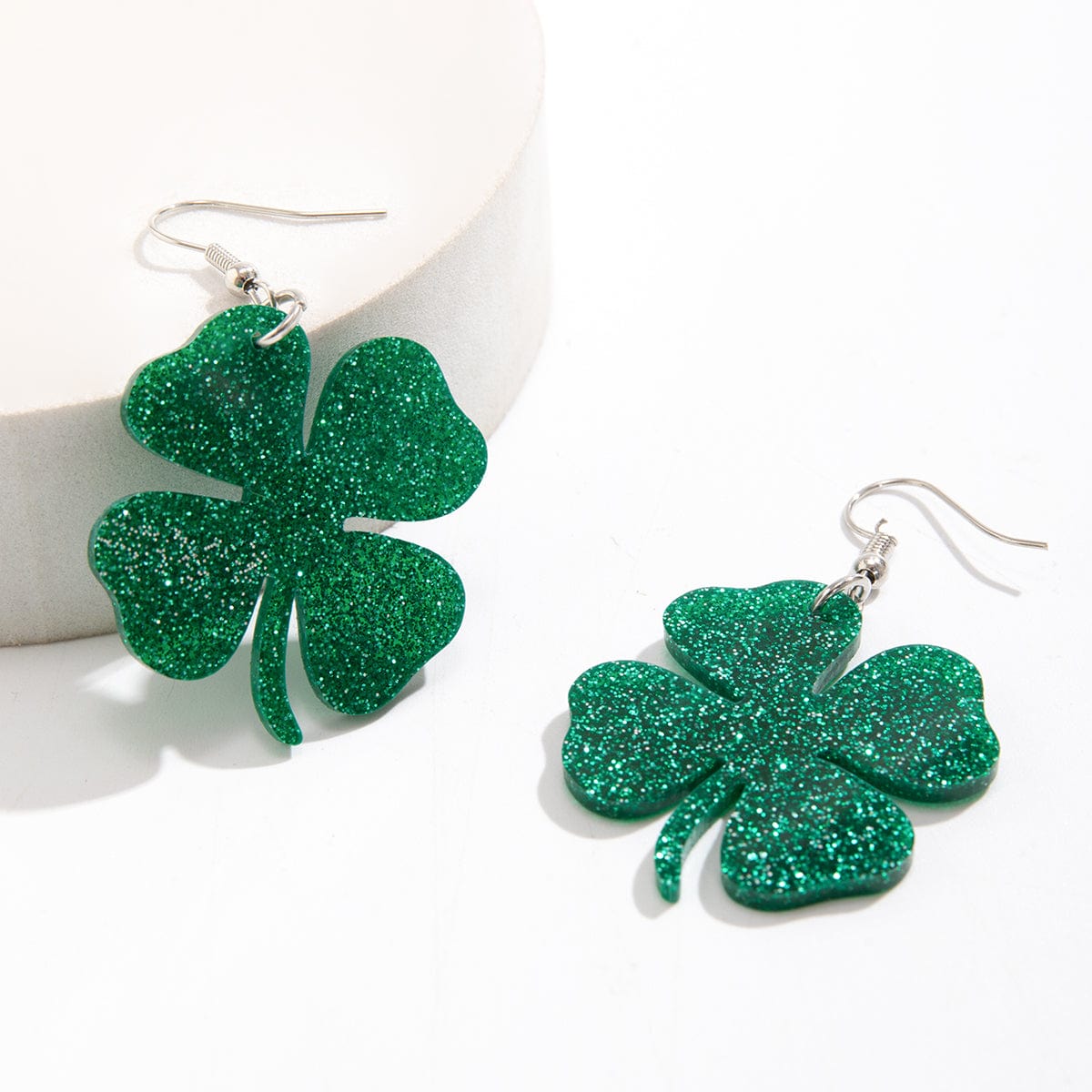 Sparkling Lucky Clover Dangle Earrings - ArtGalleryZen