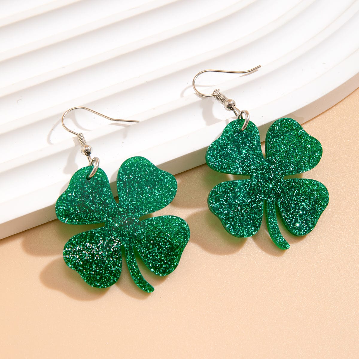 Sparkling Lucky Clover Dangle Earrings - ArtGalleryZen