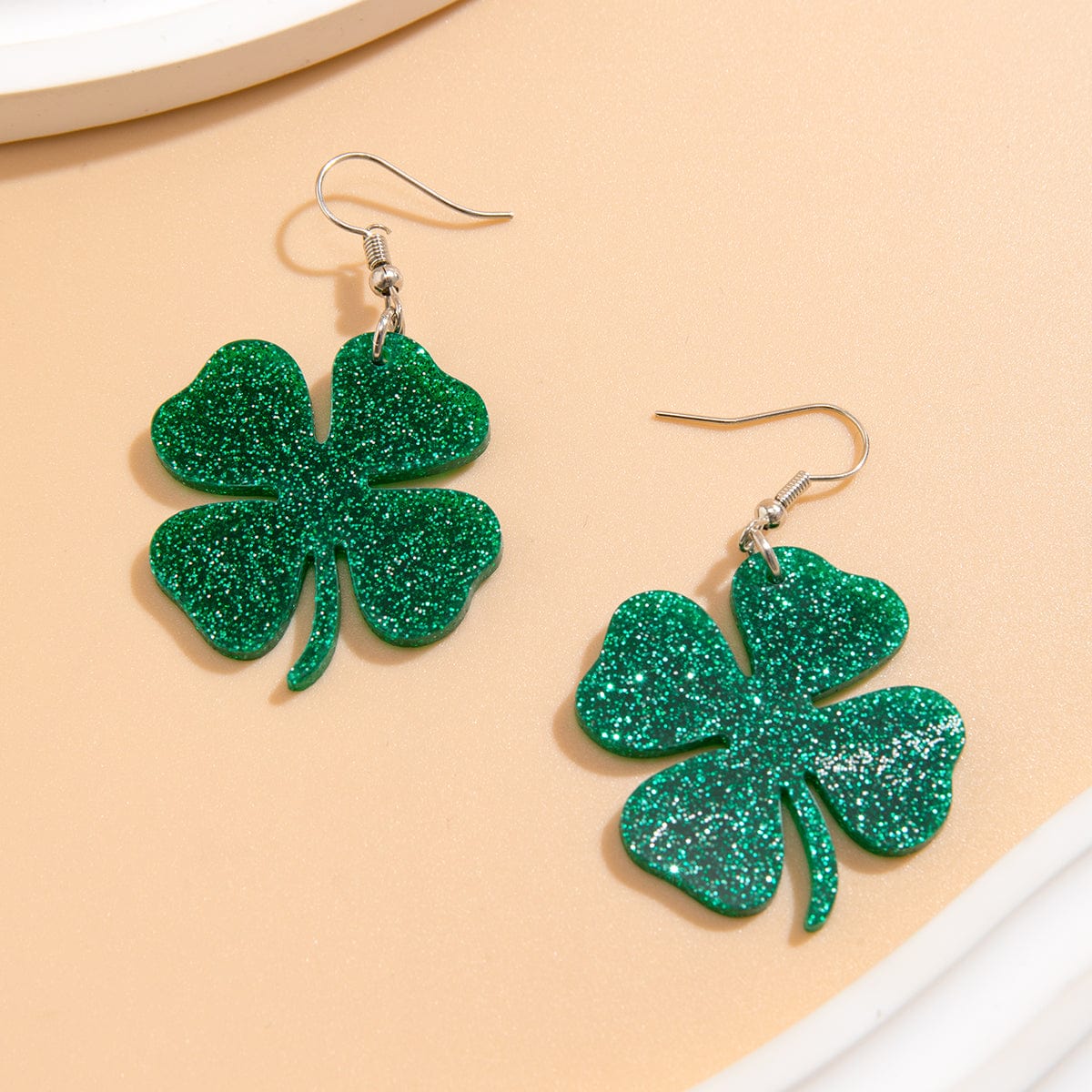 Sparkling Lucky Clover Dangle Earrings - ArtGalleryZen