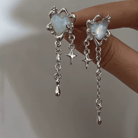 Thumbnail for Sparkling Irregular Heart Star Tassel Chain Earrings