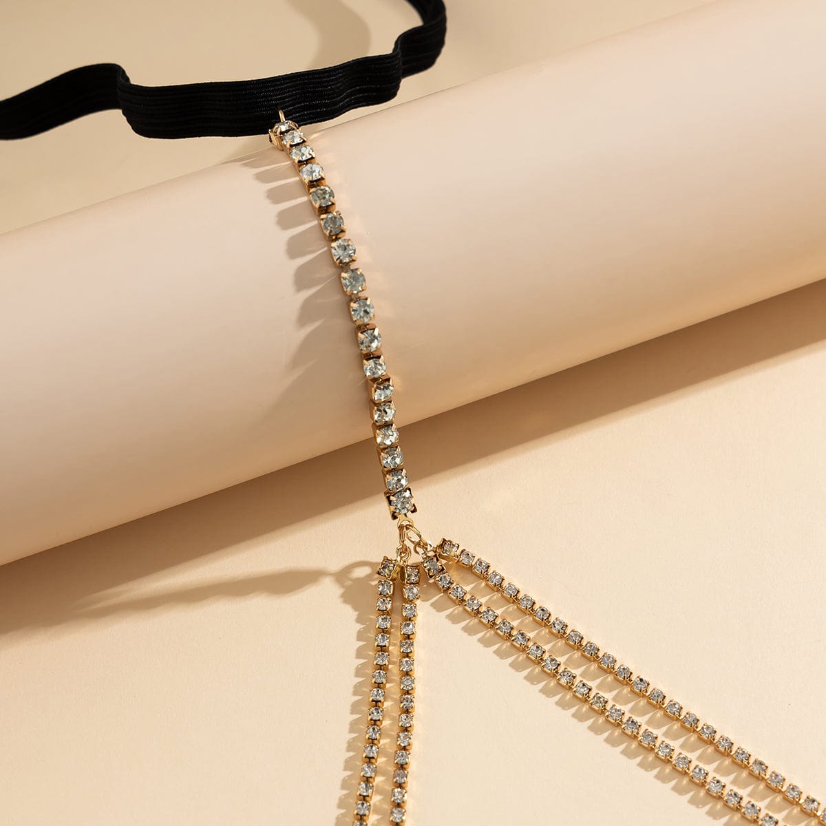 Sparkling Layered Rhinestone Inlaid Elastic Thigh Leg Chain