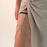 Thumbnail for Sparkling Layered Rhinestone Inlaid Waterdrop Charm Elastic Thigh Leg Chain