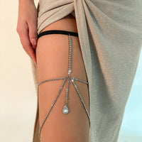 Thumbnail for Sparkling Layered Rhinestone Inlaid Waterdrop Charm Elastic Thigh Leg Chain