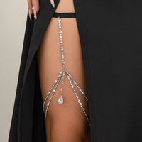 Thumbnail for Sparkling Layered Rhinestone Inlaid Waterdrop Charm Elastic Thigh Leg Chain