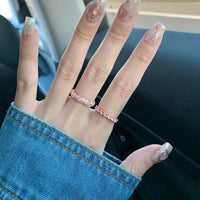 Thumbnail for Sparkling Pink CZ Inlaid Rose Gold Plated Stackable Ring Set - ArtGalleryZen