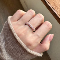 Thumbnail for Sparkling Pink CZ Inlaid Rose Gold Plated Stackable Ring Set - ArtGalleryZen
