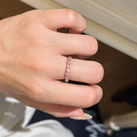 Thumbnail for Sparkling Pink CZ Inlaid Rose Gold Plated Stackable Ring Set