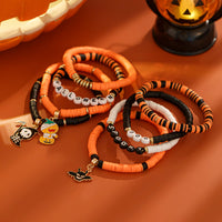 Thumbnail for Spooky 8Pcs Halloween Bat Skeleton Pumpkin Charm Letter Beaded Bracelet Set - ArtGalleryZen