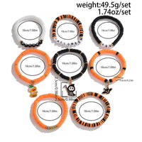 Thumbnail for Spooky 8Pcs Halloween Bat Skeleton Pumpkin Charm Letter Beaded Bracelet Set - ArtGalleryZen
