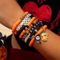 Thumbnail for Spooky 8Pcs Halloween Bat Skeleton Pumpkin Charm Letter Beaded Bracelet Set - ArtGalleryZen