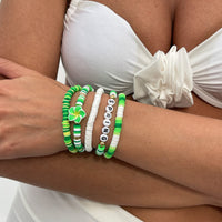 Thumbnail for Spring Themed Flower Letter Polymer Clay Beaded Bracelet Set - ArtGalleryZen