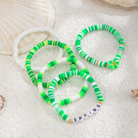 Thumbnail for Spring Themed Flower Letter Polymer Clay Beaded Bracelet Set - ArtGalleryZen