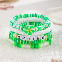 Thumbnail for Spring Themed Flower Letter Polymer Clay Beaded Bracelet Set - ArtGalleryZen