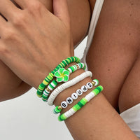 Thumbnail for Spring Themed Flower Letter Polymer Clay Beaded Bracelet Set - ArtGalleryZen