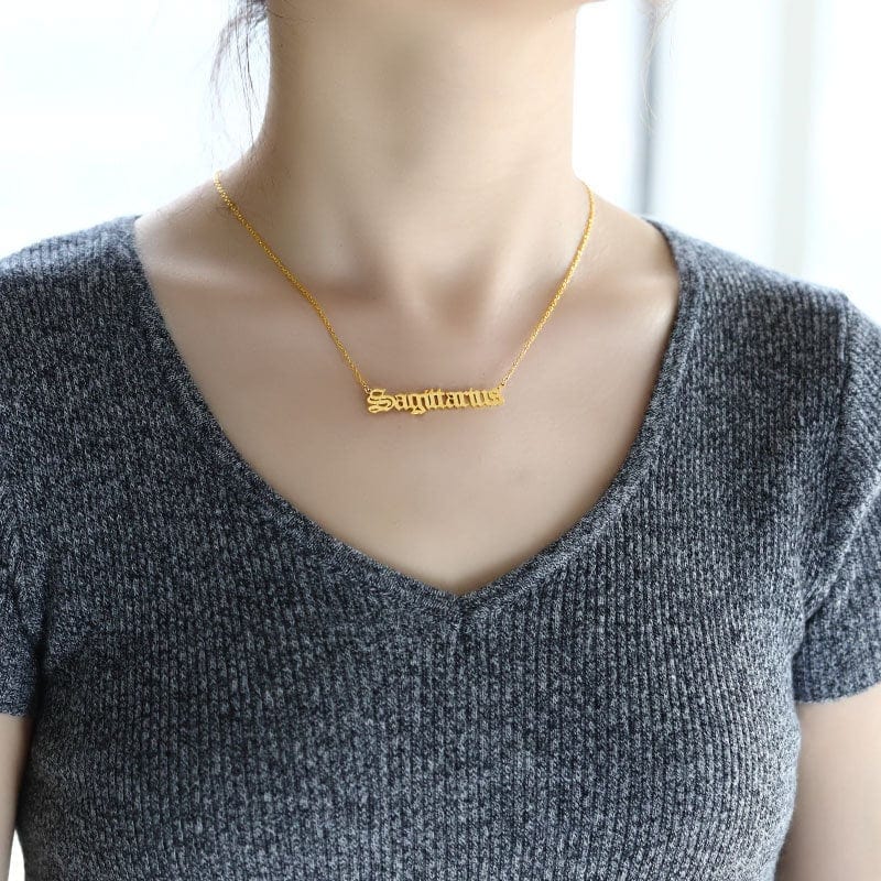 Stainless Steel Constellation Zodiac Astrology Letter Pendant Necklace - ArtGalleryZen